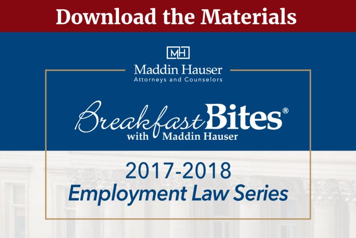 2017-2018 BREAKFAST BITES: Employment Law Series Materials
