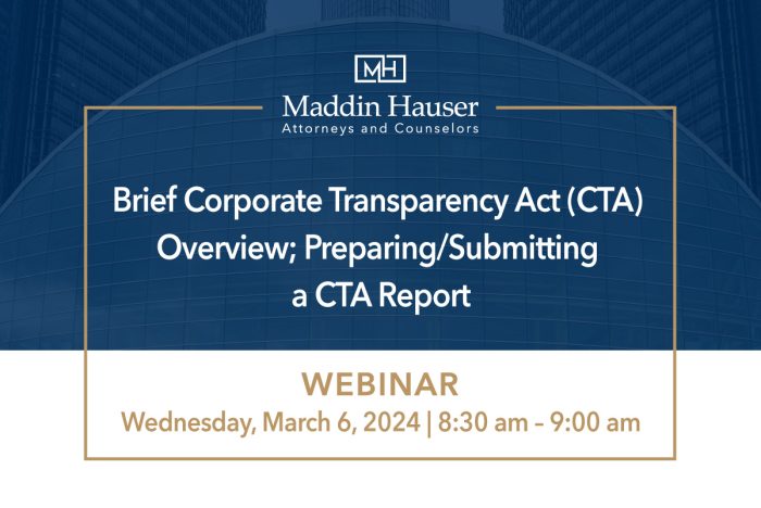WEBINAR: Brief Corporate Transparency Act (CTA) Overview